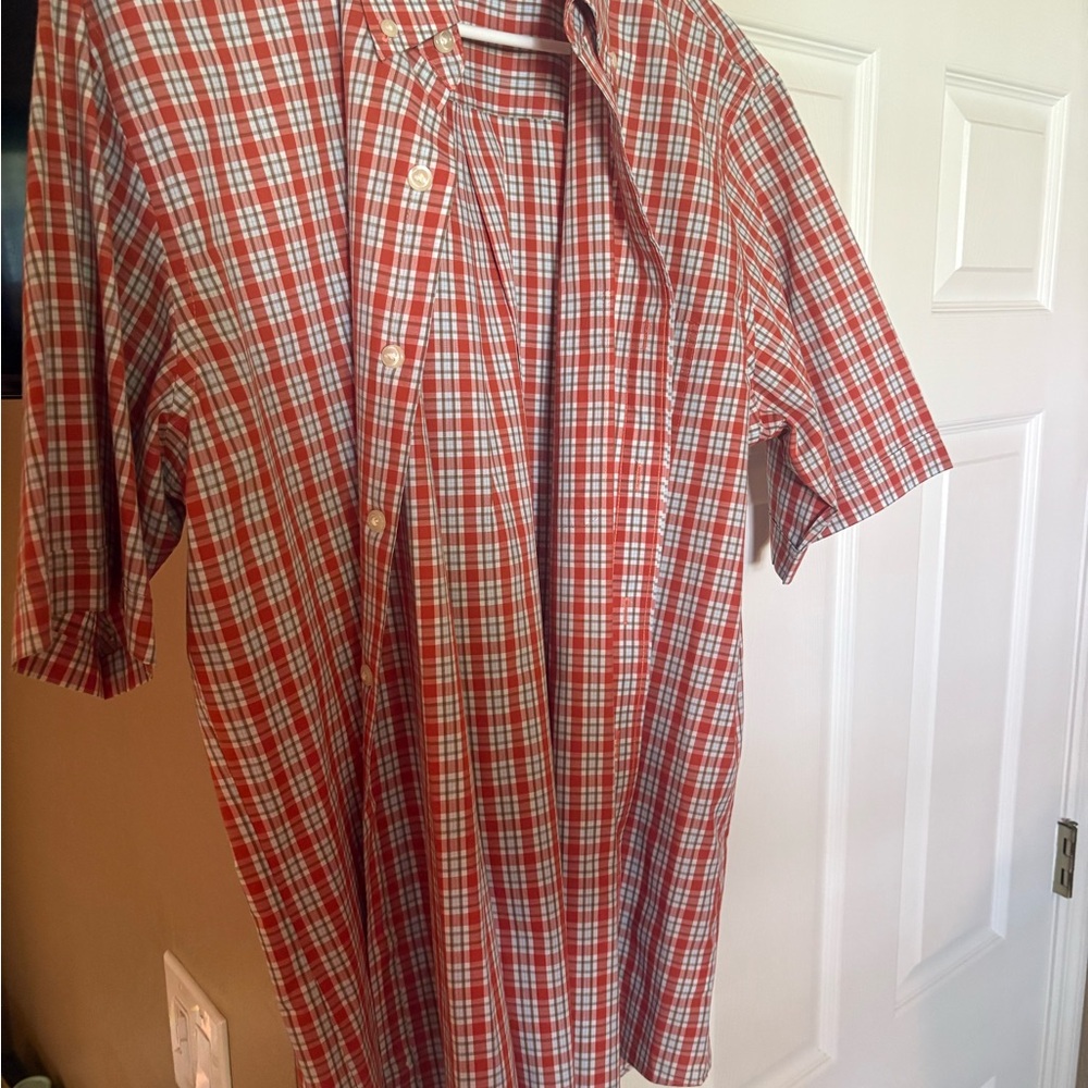 Arrow Men's XLT Orange and White Plaid Button Down Shirt